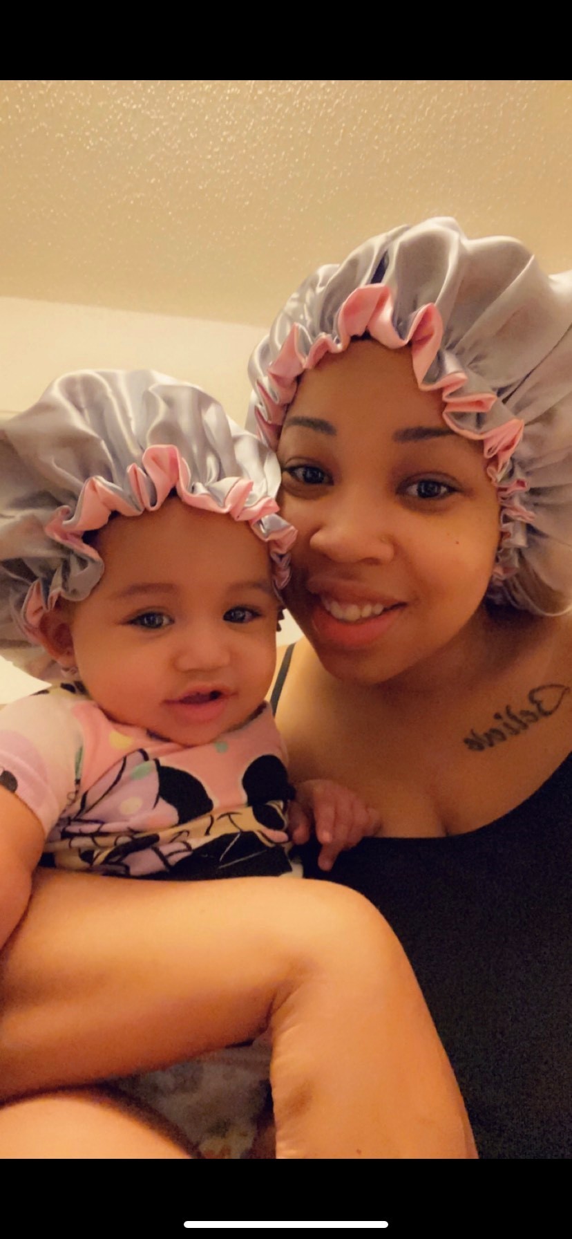 Selfie of a woman and her daughter.